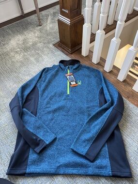 Spyder Blue Heathered Quarter-Zip with Neon Green Accents